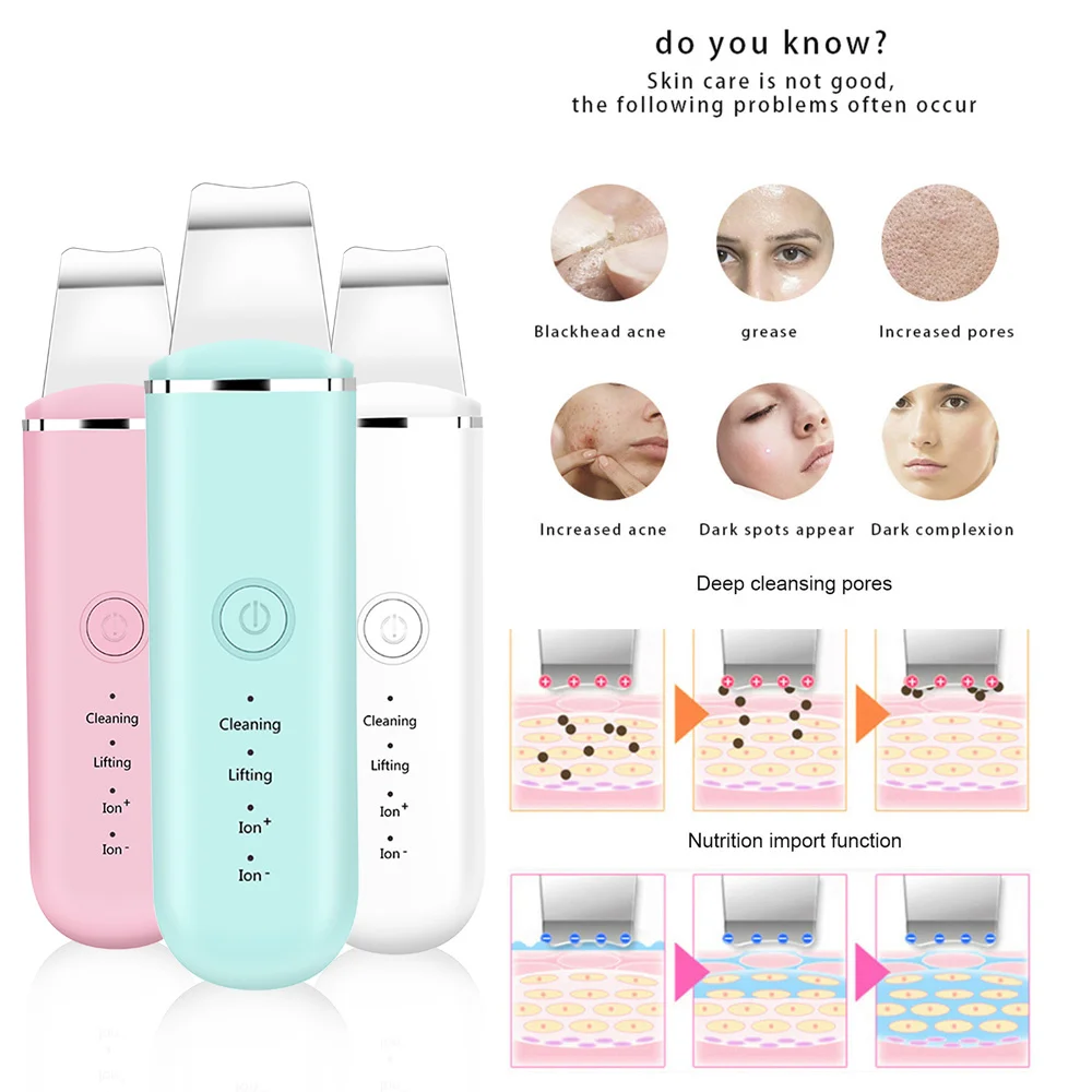 Goede Mesotherapie Gezichtsverzorging Vibration Massager Voor Gezicht Eye Lifting Rimpel Verwijderen Ultrasone Huid Scrubber Facial Pore Cleaner Kit