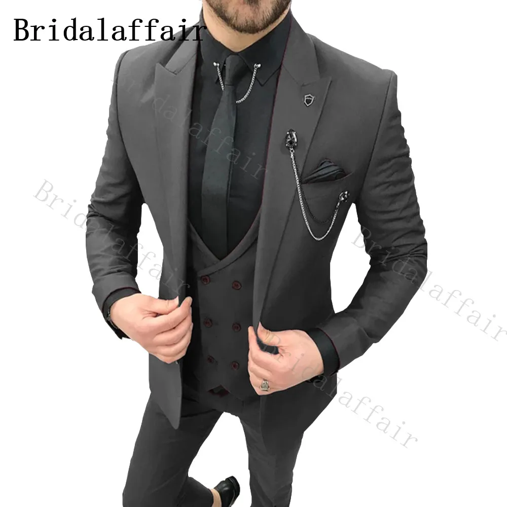 Bridalaffair темно синие костюмы 3 предмета деловые вечерние лучшие мужские блейзеры