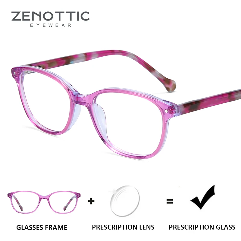 ZENOTTIC фиолетовые ацетатные очки по рецепту для девочек с защитой от синего
