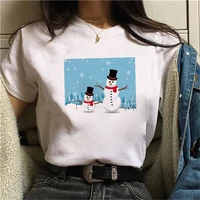 2021 new style snowman printed casual t shirt women funny shirts for women loose o neck harajuku tops for teens girls t shirt