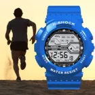 Часы наручные мужские с ЖК-дисплеем, модные водонепроницаемые цифровые спортивные электронные с резиновым ремешком, с датой и секундомером