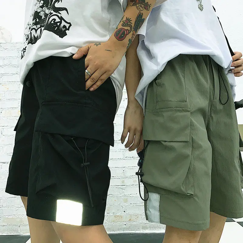 Светоотражающие брюки длиной до колен весна 2020 женские свободные повседневные