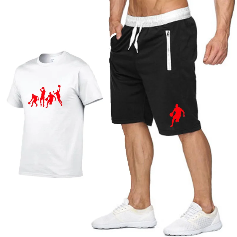 

Hot new style men's cotton t-shirt round neck sports shorts suit summer 2021 high-quality cotton t-shirt sports running wear