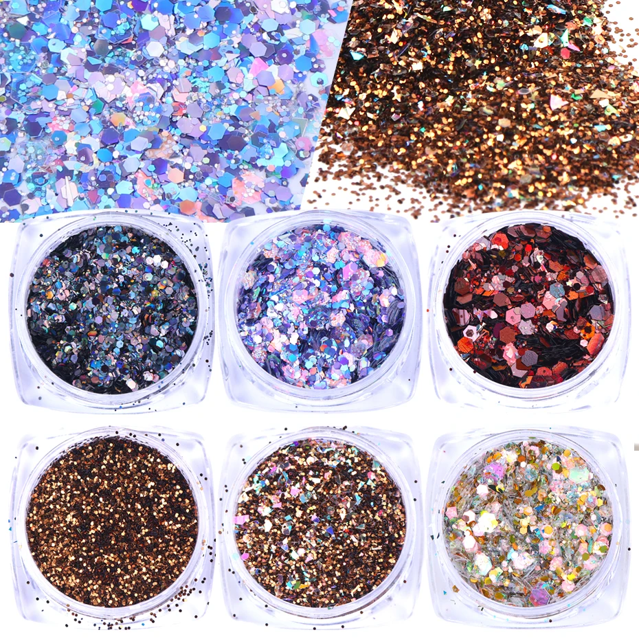 6 шт. разноцветные Блестки для ногтей|Блестки ногтей| |