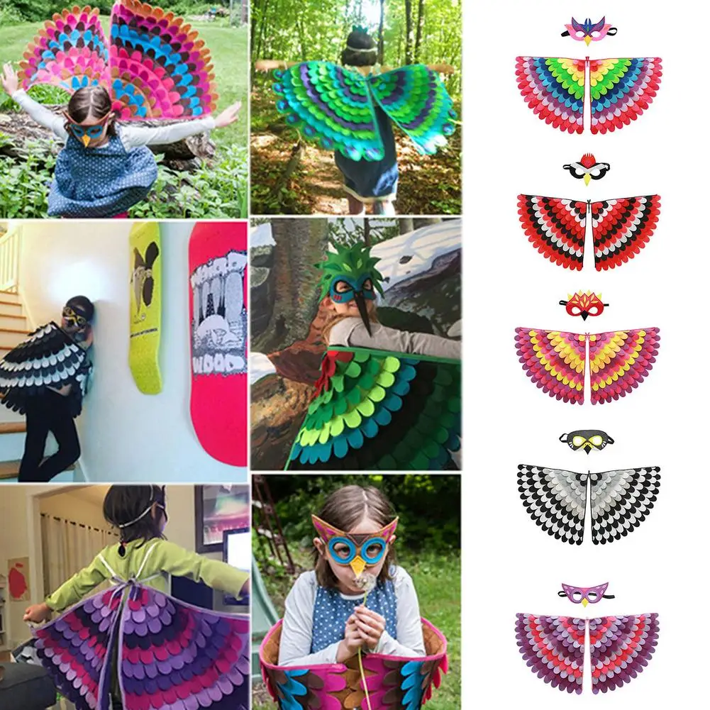 

Boys Girls Halloween Birds Costume Children Owl Cloak Bird Man Mask Children Fancy Animal Dress Up