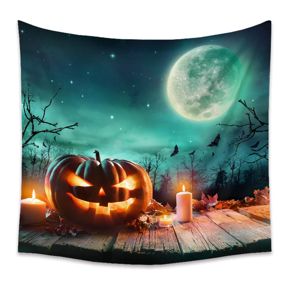

Halloween Tapestry Poster Blanket Tapestries Skull Skeleton Pumpkin Party Flag Wall Hanging Art Decorative Home Decor XF1046-4