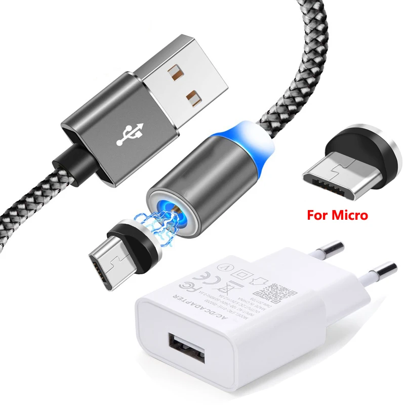 Магнитный Micro USB 2.4A кабель для быстрой зарядки Samsung J1 J2 J3 J5 J7 2017 A3 A5 A7 A10 A20 A30 A40 M10 M20