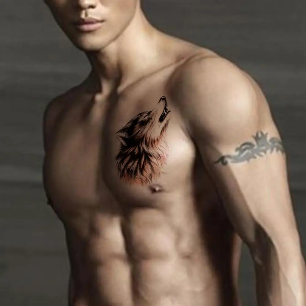 Наклейки с волком временная татуировка Искусственное искусство боди-ювелирные