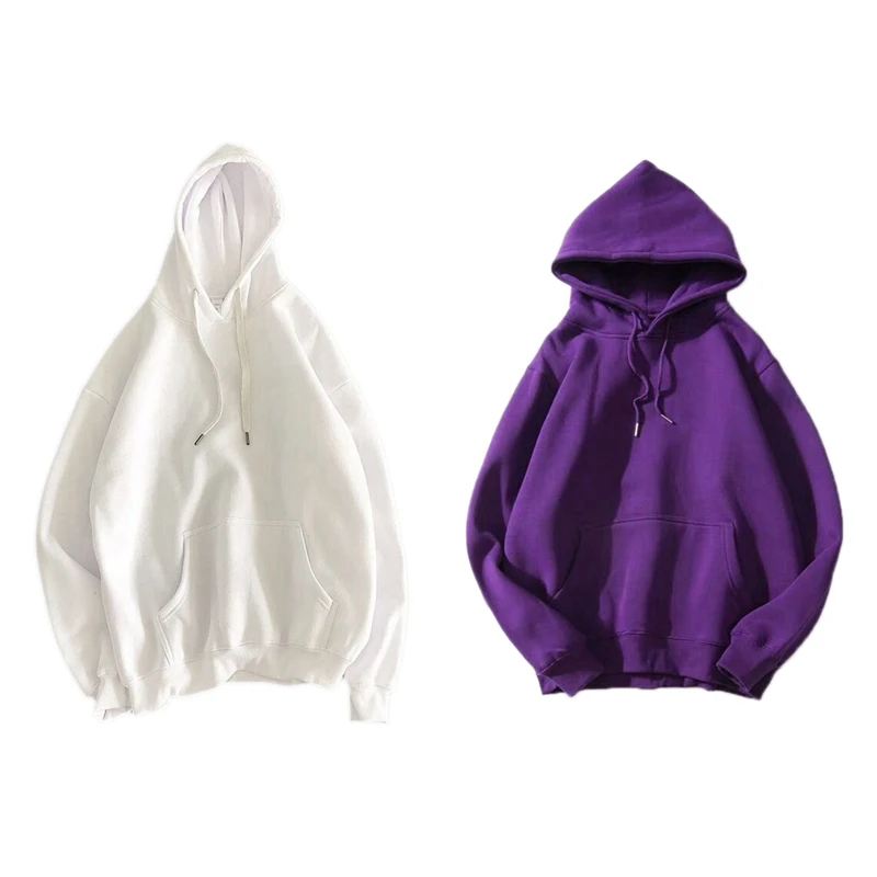 

2X Women Winter Hoodies Warm Oversized Unisex Couple Sweatshirts Harajuku Hooded Men Women Hoody Tops M White & Purple