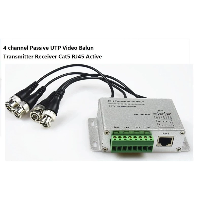 

4CH 8CH CCTV Passive Video Balun Transmitter Receiver BNC Male To UTP RJ45 Cat5 UTP Balun Transmission For CCTV Camera System