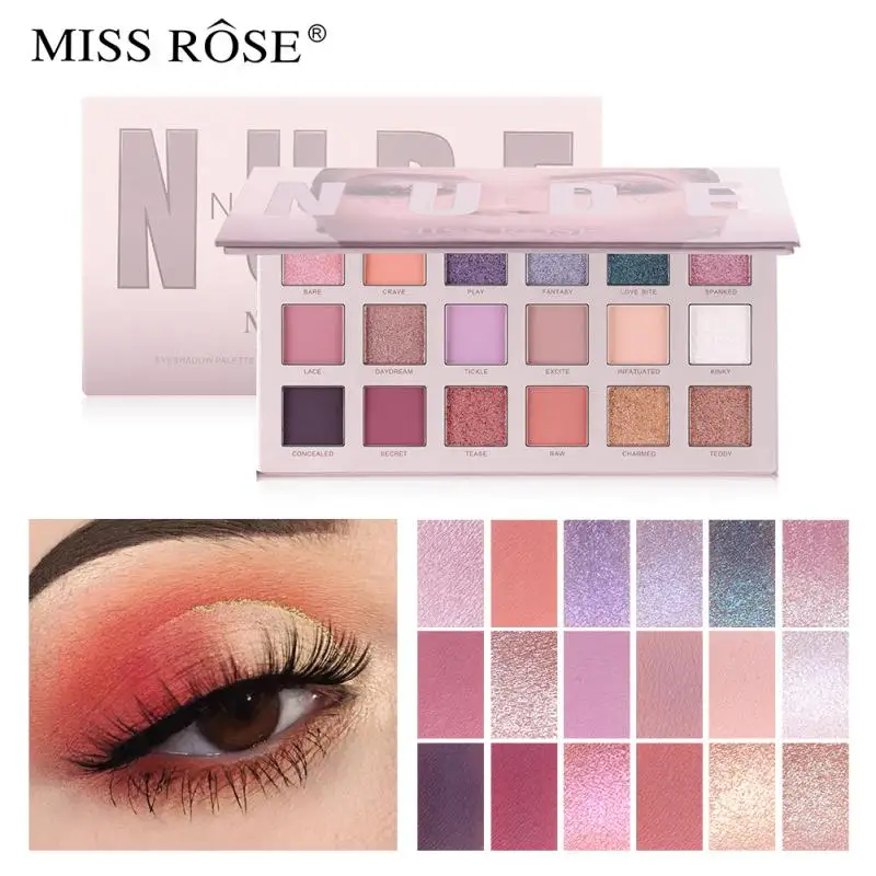 MISS ROSE 18 оттенков матовые Перламутровые тени для век Палитра натуральные