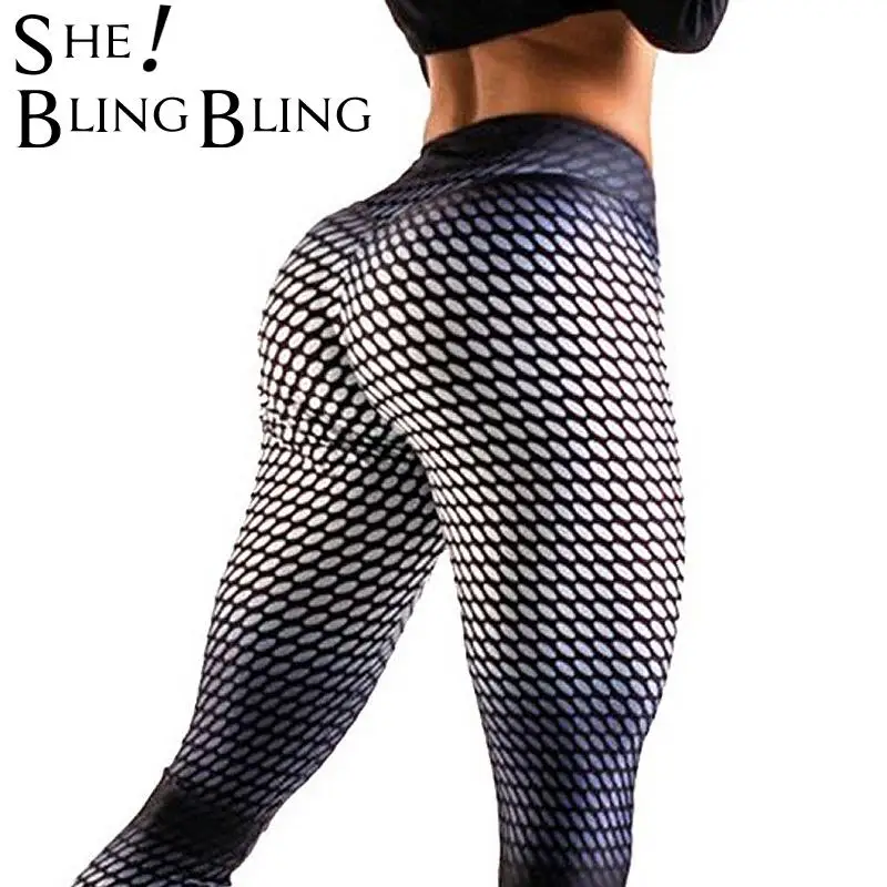 Леггинсы SheBlingBling с принтом для занятий спортом фитнесом женские штаны 2019