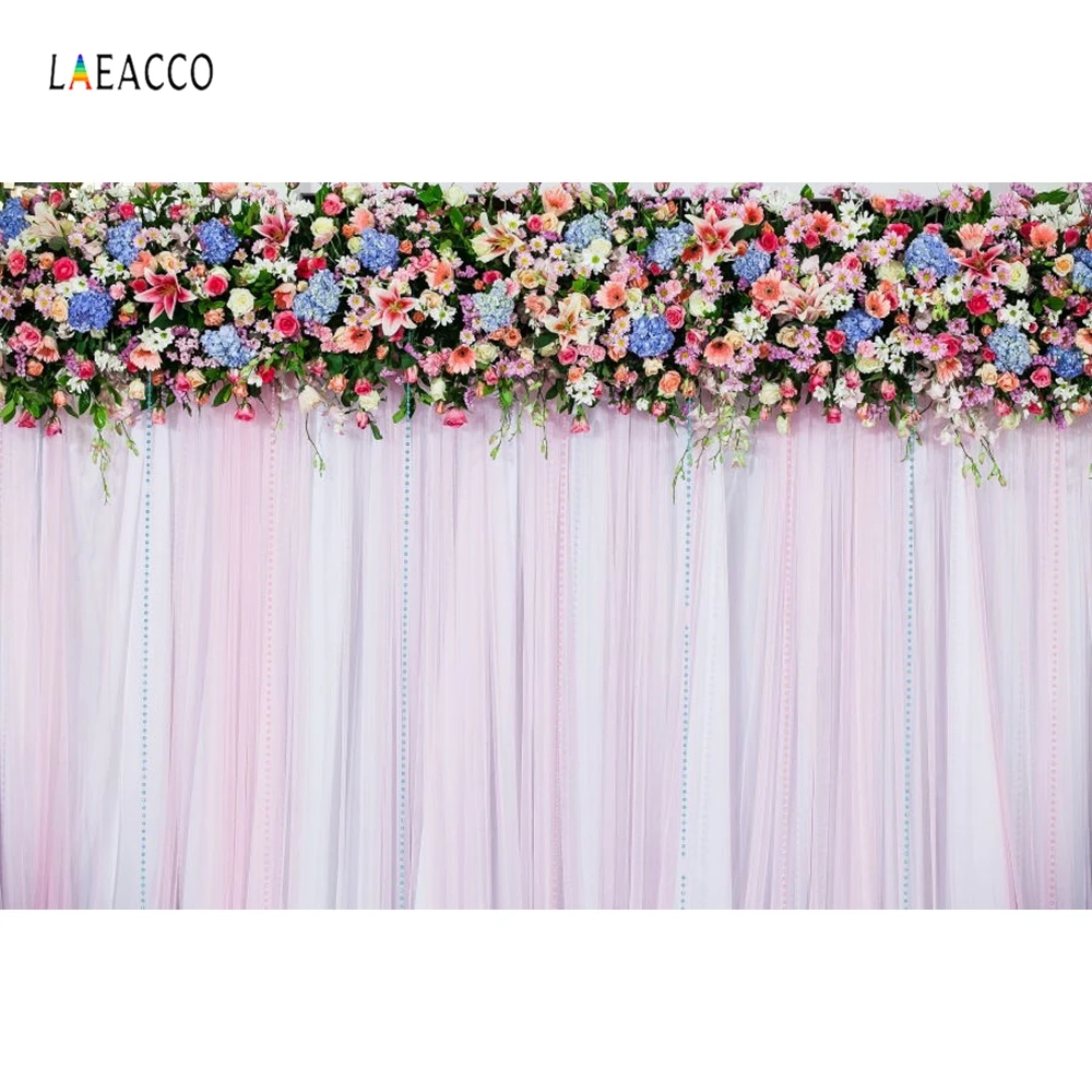 Laeacco свадебный цветок занавес фотографии фоны сцены свадебный портрет индивидуальные фотографические фоны для фотостудии - Цвет: NBK23178