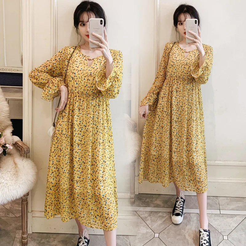 Envsoll платья для беременных платье 2020 весна лето длинное шифоновое в горошек