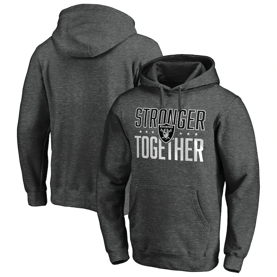 

Las Vegas MEN Sweatshirt Raiders Heather Charcoal Stronger Together Pullover football Hoodie