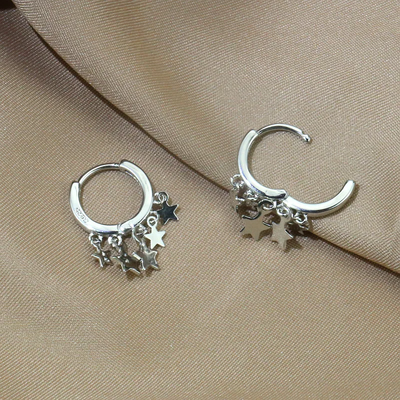 

925 Sterling Silver Tassel Star Stud Earring for Women Girl Wedding Gifts Jewelry pendientes plata de ley 925 mujer eh028