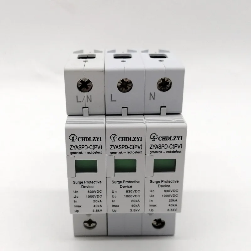 PV 1000V 800V 500V 20KA~ 40KA 3P SPD House Защита от перенапряжения защитное Низковольтное предохранительное устройство 35 мм din-рейка
