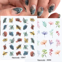 1pc spring water nail decal and sticker flower leaf tree green simple summer diy slider for manicuring nail art watermark