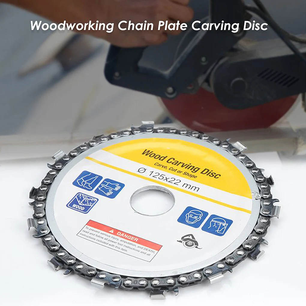

5 Inch Chain Grinder Chain Saw Disc Woodworking Chain Plate Tool 4.5 Inch Multi-Functional Wood Carving Disc Angle Grinding Tool