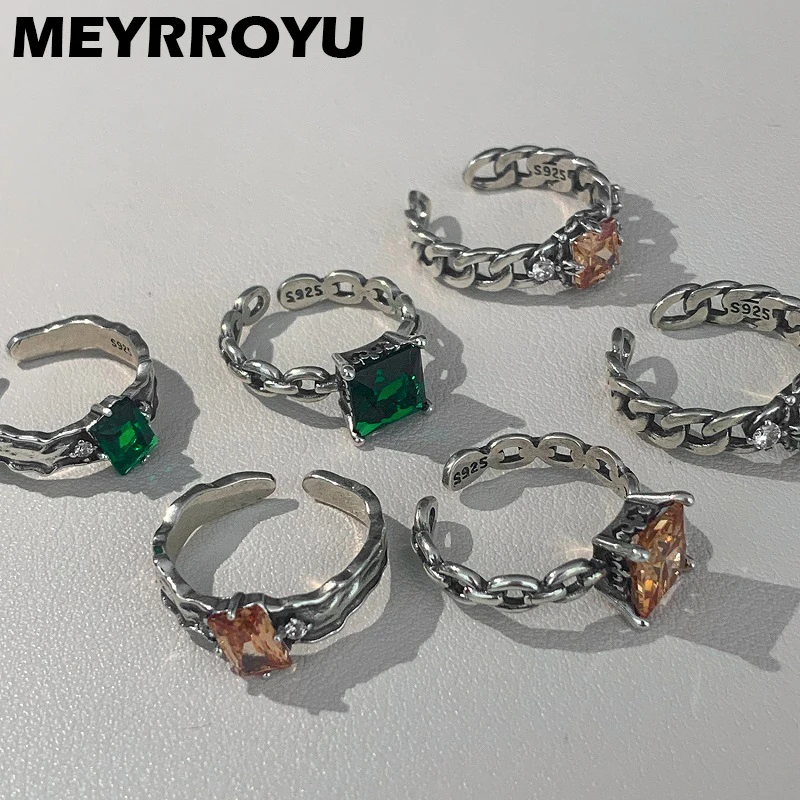 

MEYRROYU 925 Sterling Silver 2021 New Irregular Inlaid Zircon Crystal Open Ring Ladies Couple Engagement Party Jewelry Wholesale