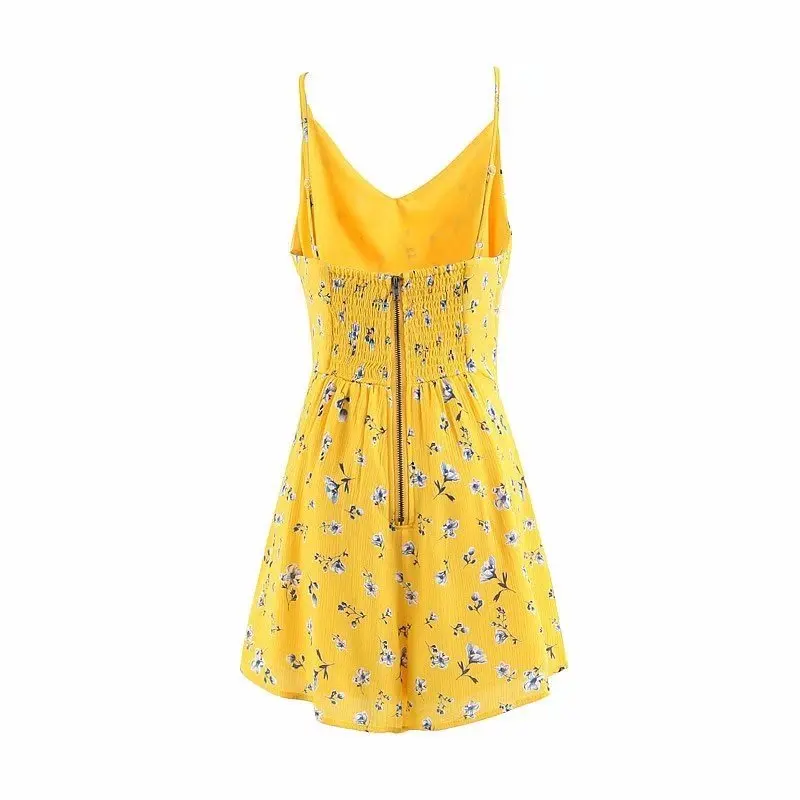 Женский пляжный комбинезон с цветочным принтом V-образным вырезом | Женская