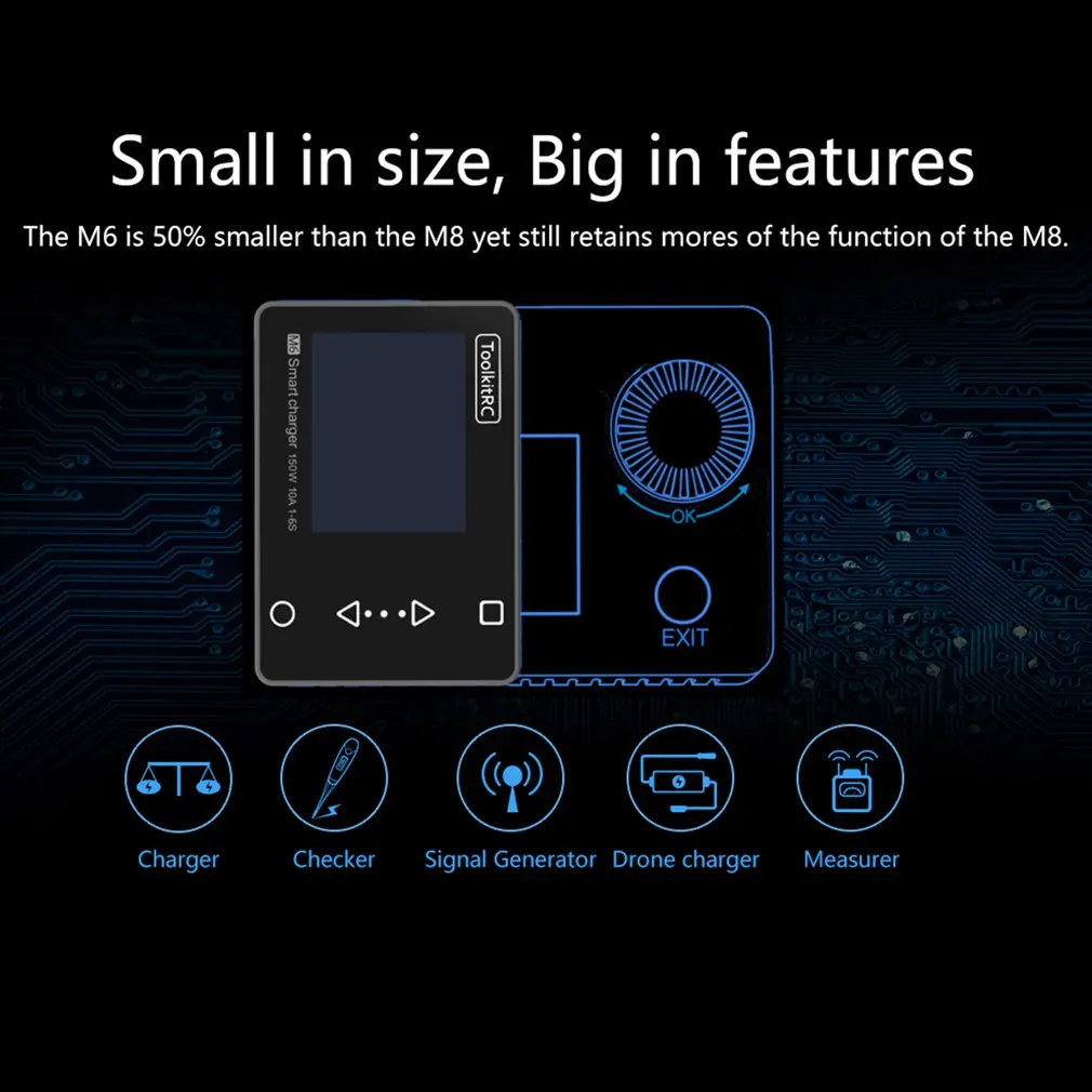 

ToolkitRC M6 Servo Tester Tool 150w 10A DC Charger Output 1-6s Color Screen Multi-function Charger And Diagnostics