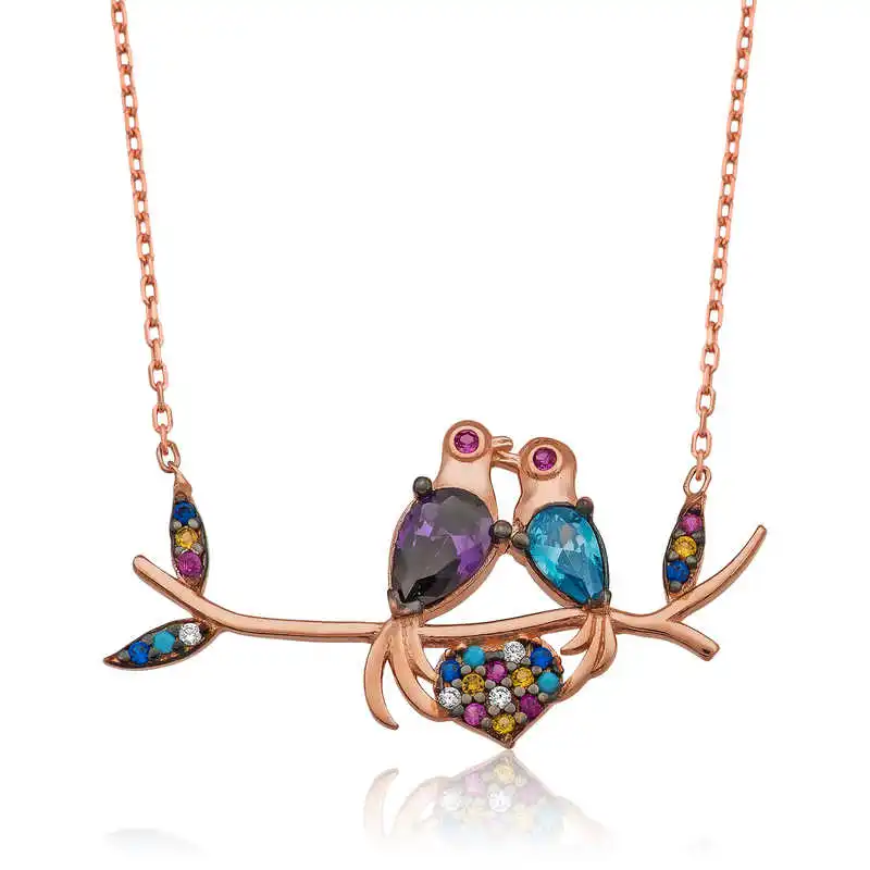 

Silver Love's Dove Birds Necklace
