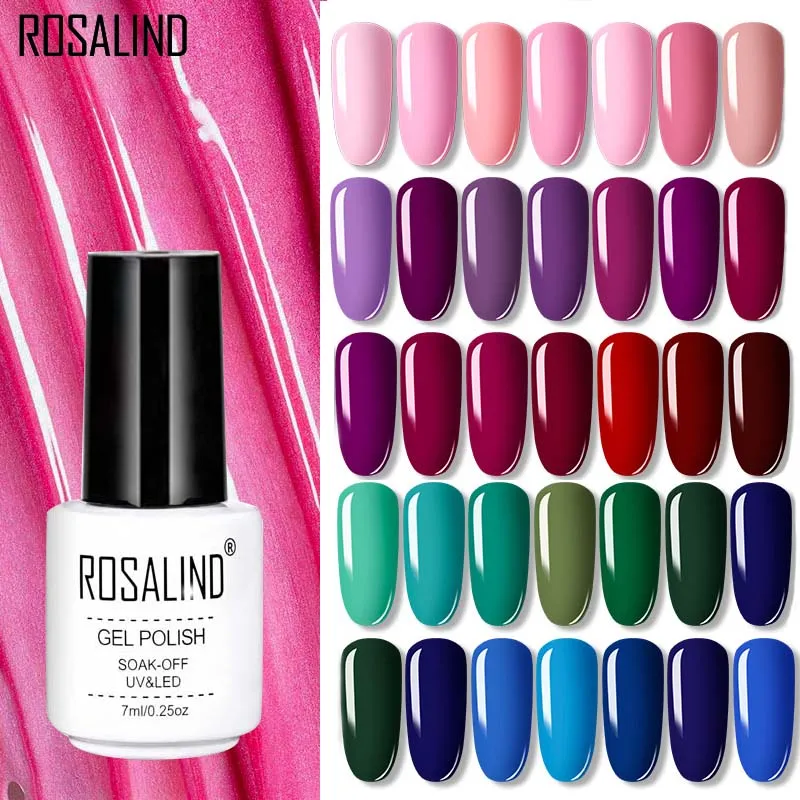 

ROSALIND Gel Varnish Nail Polish Set Hybrid All For Manicure 7ML Colors Semi Permanant UV Nail Art Prime Gel Varnish Nail Polish