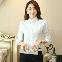 autumn chiffon office lady button up shirt korean fashion long sleeve women shirts lace vintage ladies tops camisas mujer