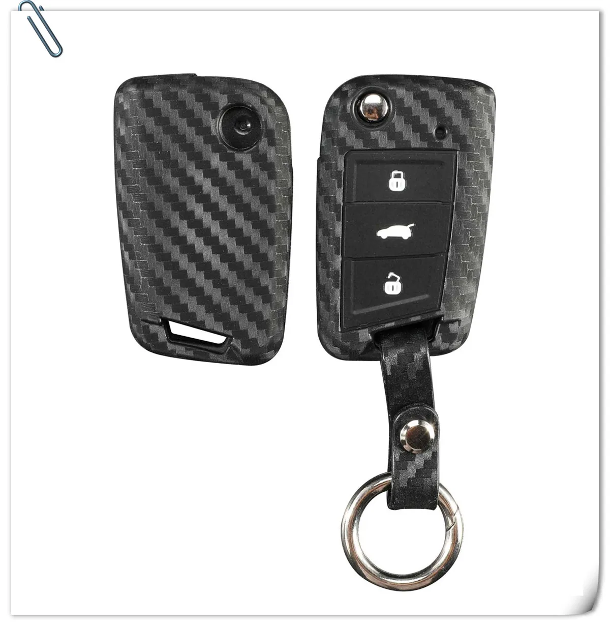Jingyuqin 20шт карбоновый силиконовый чехол для ключей для VW Polo Golf 7 Tiguan Skoda Octavia Karoq SEAT Ateca Leon Ibiza