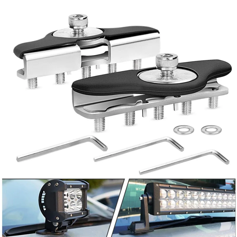 2 шт., кронштейн для капота двигателя, универсальный металлический кронштейн для внедорожника, грузовика, крышка двигателя, рабочая лампа, зажим для крепления, держатель, зажим