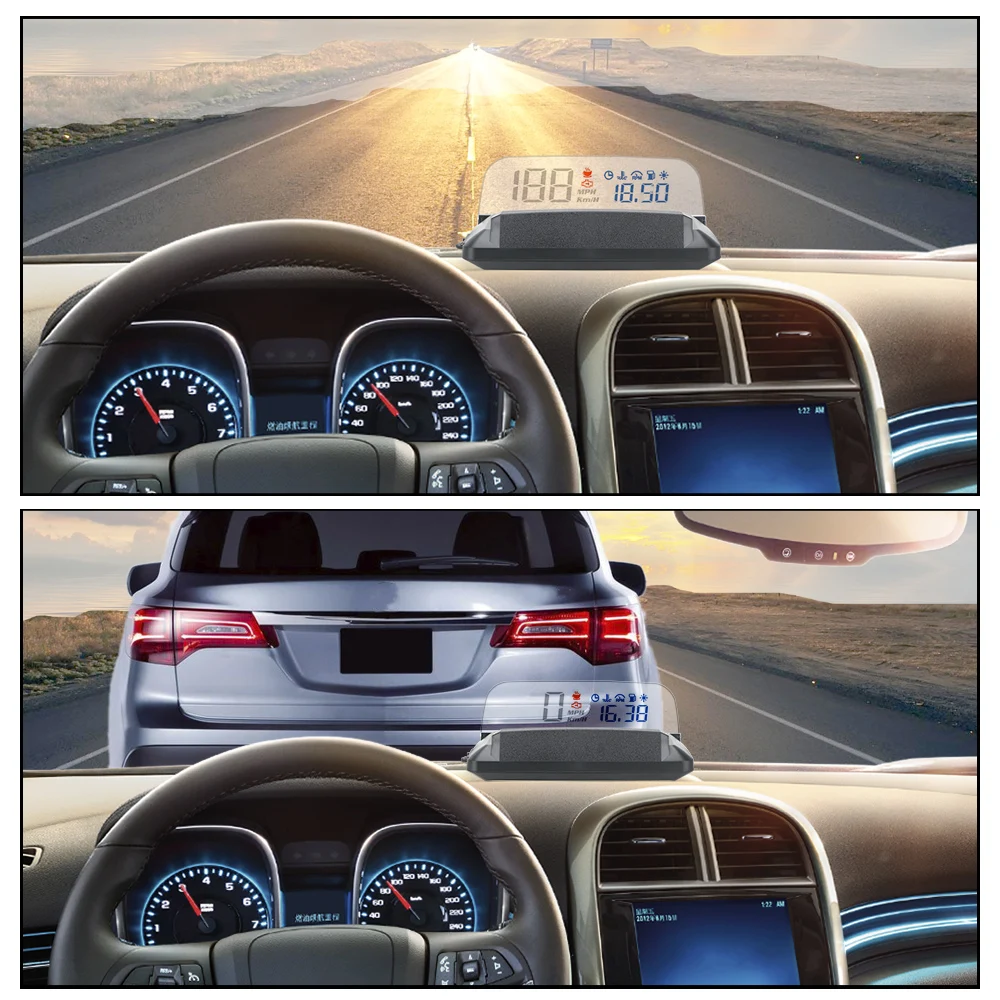 

Head Up display Auto parts Auto HUD OBD2 KMH MPH Speedometer Car Speed Projector L3 Mirror HUD Car Detector Oil Consumption