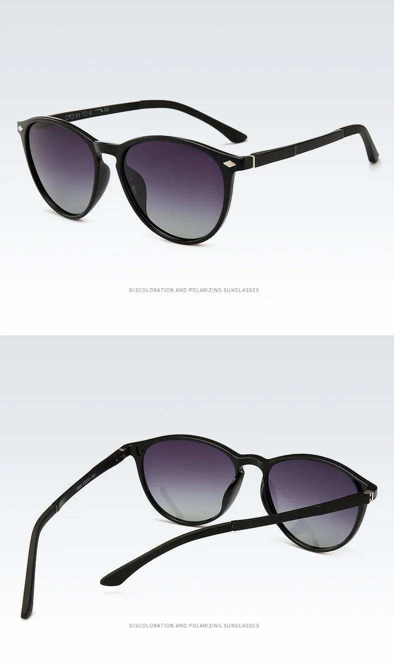 Reven Jate Men Women Classic Retro Rivet Polarized Sunglasses TR90 Legs Lighter Design Oval Frame UV400 Protection 9900