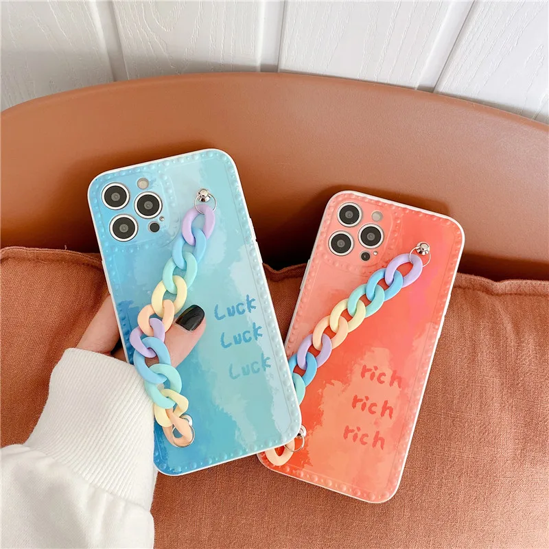 Чехол с браслетом цепочкой для iPhone 11 12 mini Pro Max 7 8 Plus X XS SE|Бамперы| |