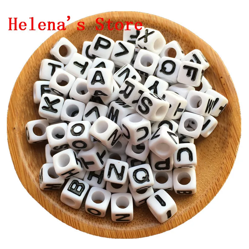 

Single Letter M Printing Acrylic Alphabet Beads 1800pcs 7*7MM Cube Square Shape Plastic Jewelry Ornament Accessory Spacer Beads