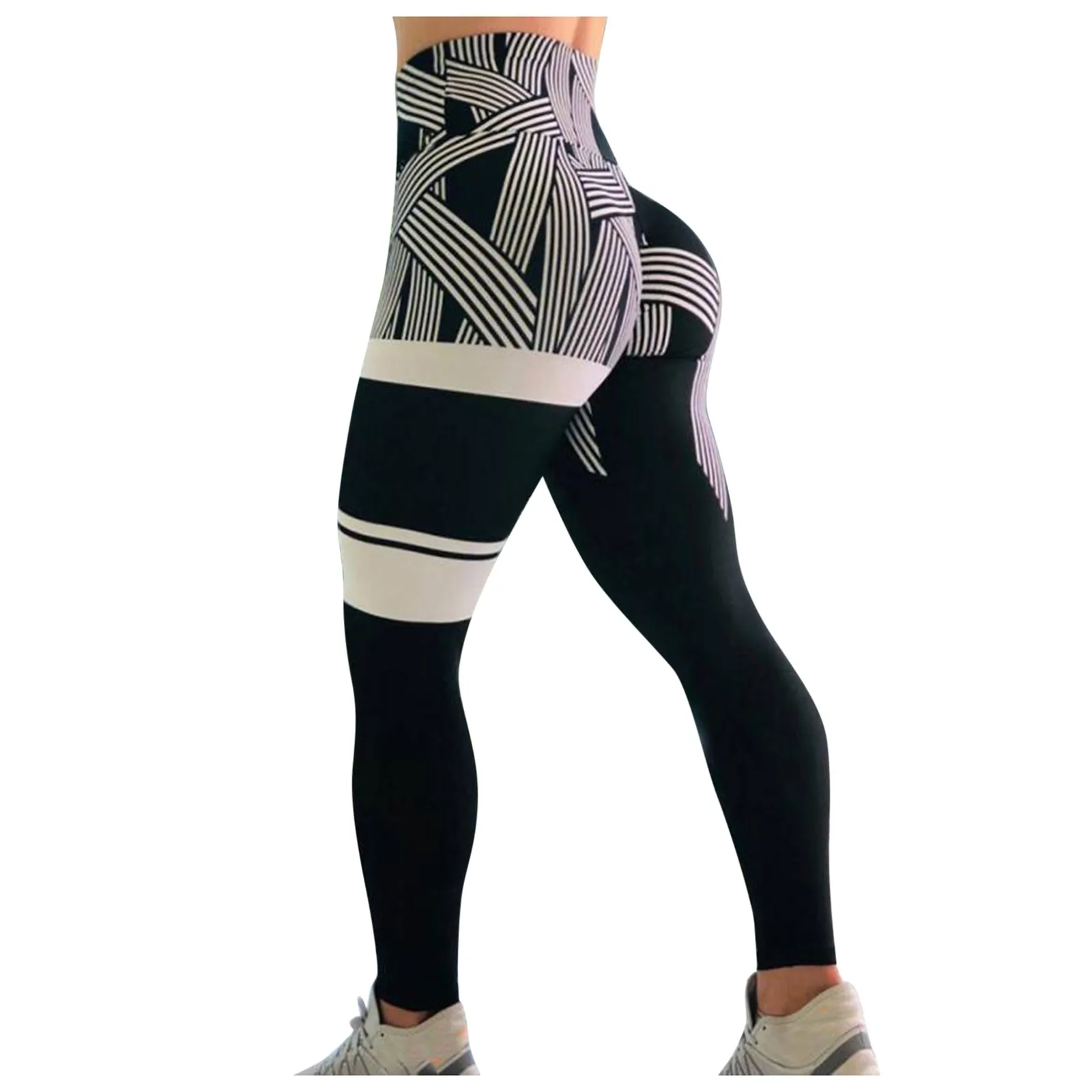 

Hip Lifting Print Waist High Pants Yoga Pants Striped Fitness Women's Yoga Pants