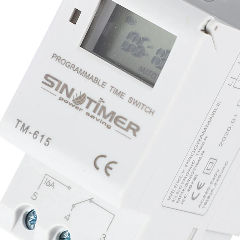 

Sinotimer Tm-615H-30A Electronic Weekly 7 Days Programmable Digital Time Switch Relay Timer Control Ac 30A Din Rail Mount