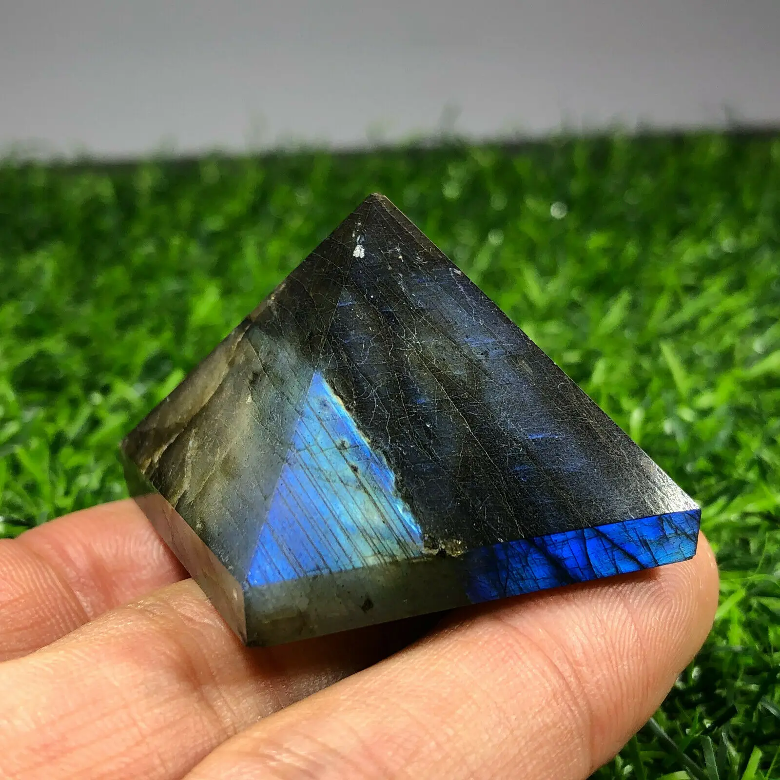 

Beautiful ras feldspar gem pyramid with Reiki healing chakras balancing crystals