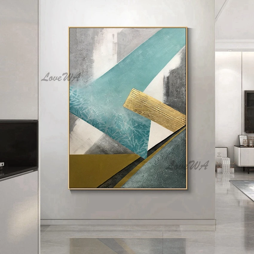 

Новое поступление, красивая мягкая Геометрическая абстрактная картина, 100% ручная роспись, полная текстура, Современная картина маслом на х...