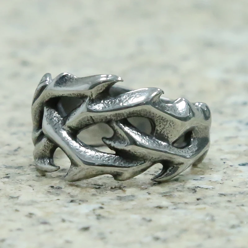 Punk Hollow Ring Silver Unisex Nail Ring Hip Hop Style_voghion.com