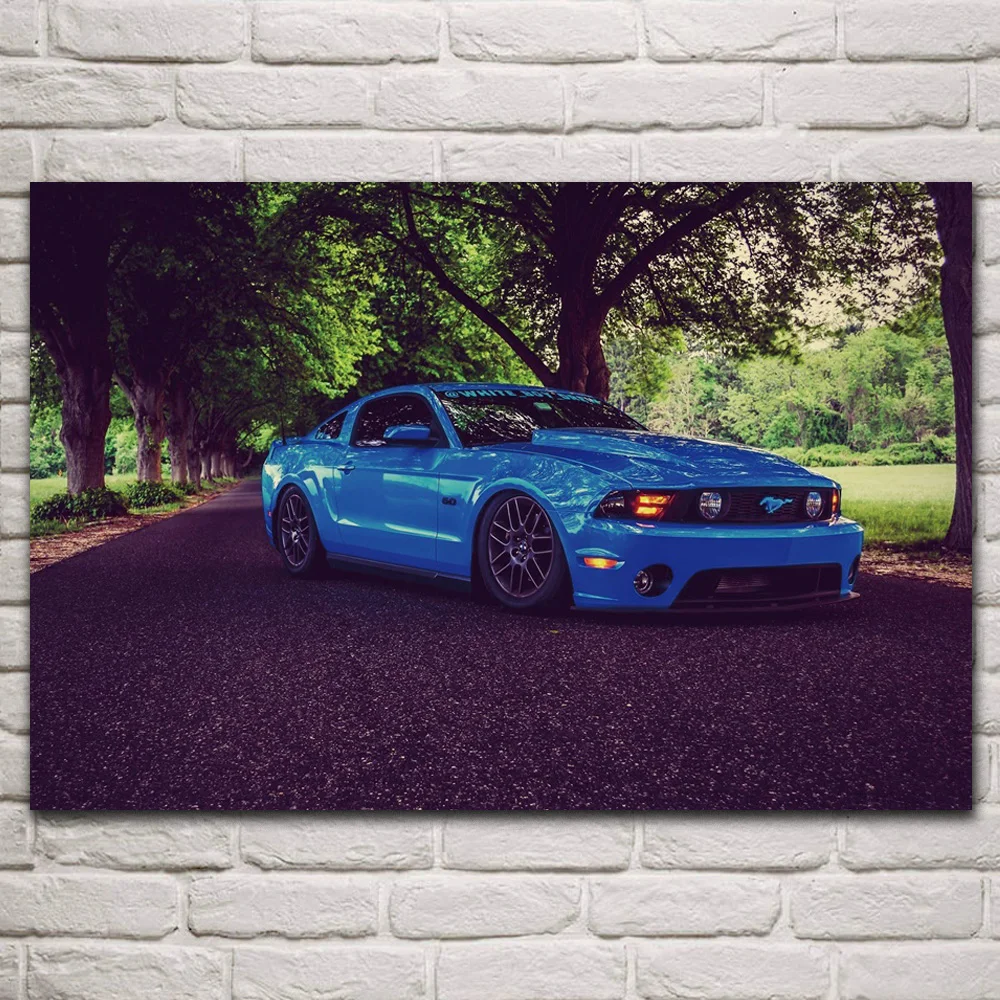 

Beautiful blue muscle cars lowrider tuning vehicle fanart fabric posters on wall picture home art living room decoration KP835