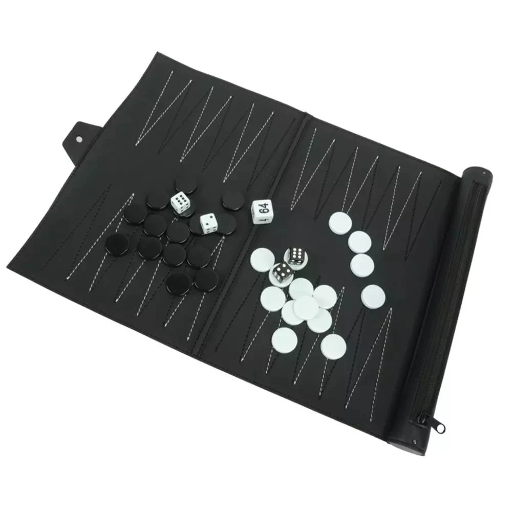 

Portable Travel Games Chess & Checkers & Backgammon 3 In 1 Set Leather Board PU Chessboard Outdoor Game Special Gift Backland