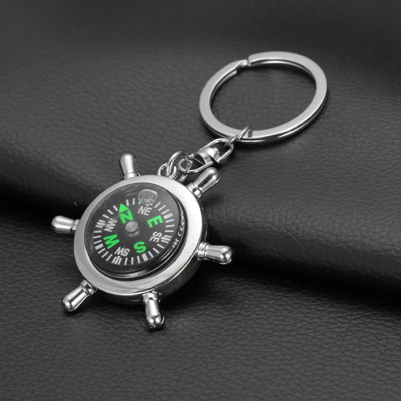 

New Metal Rudder Compass Keychain For Men Novelty Floating Compass Key Chain Women Car Bag Trinkit Jewelry Friend Gift Souvenir
