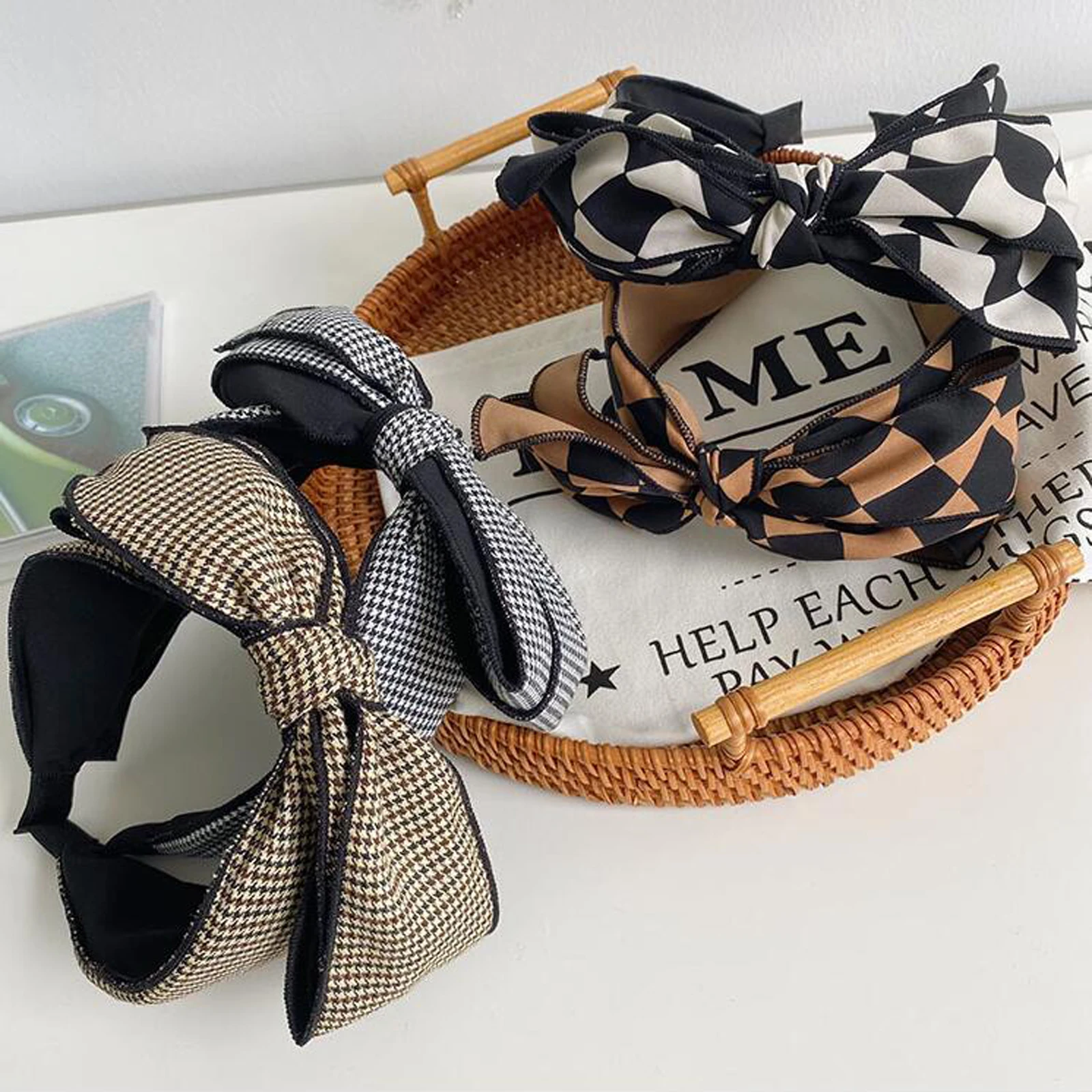 Женская повязка на голову с большим бантом осенняя |