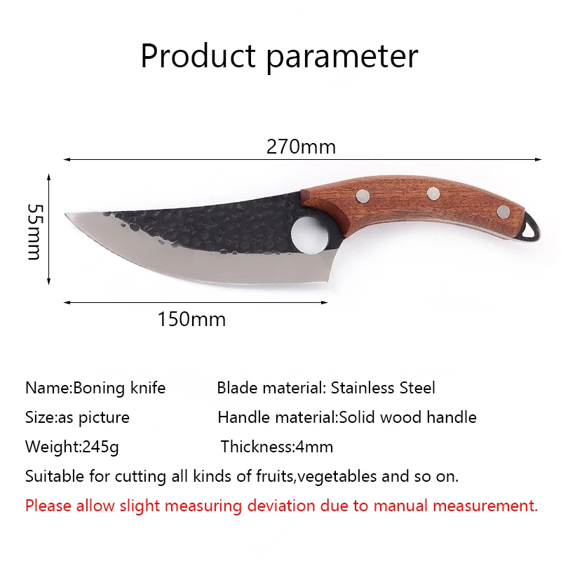 

SeeMoonsStainless Steel 6" Meat Cleaver Hunting Knife Handmade Forged Boning Knife Serbian Chef Knives Kitchen Knife Camping