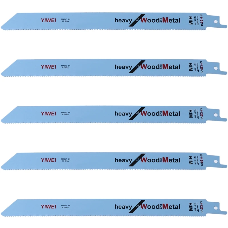 

5 Pcs 227mm 9\" BIM S1125VF Reciprocating Saw Blade For Cutting Wood And Metal MOLC