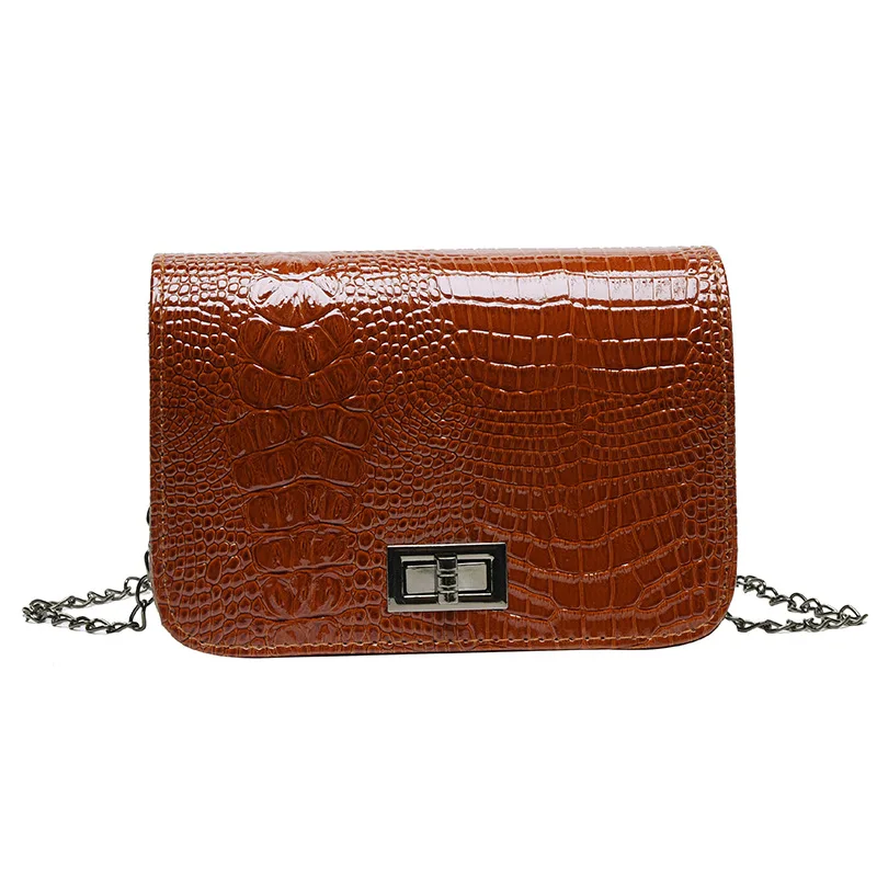 

Bag female 2020 new fashion embossed shoulder bag female crocodile pattern small square bag Korean chain crossbody bag