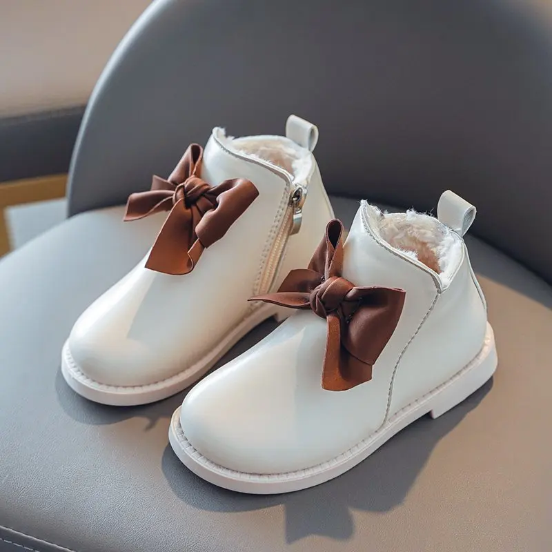 Ботинки для девочек 2020 корейские зимние детские фетровые Теплые Элегантные