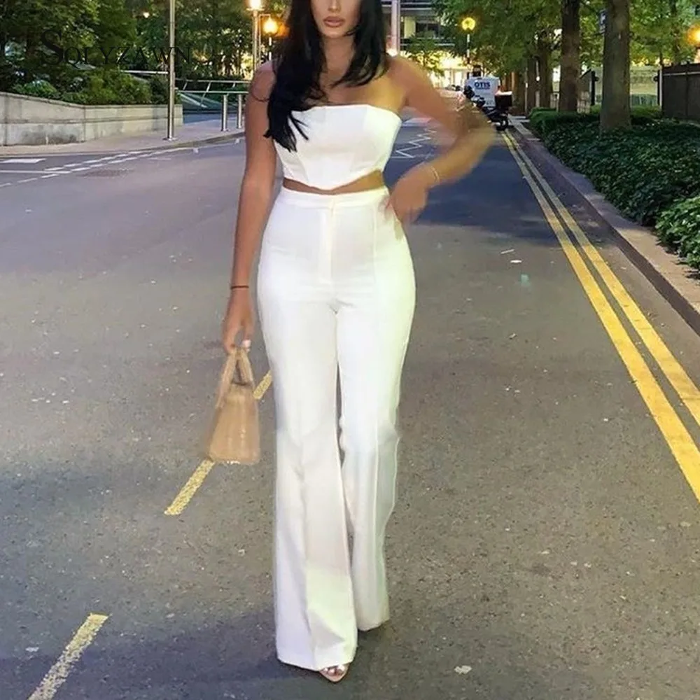 Для женщин Клубная одежда сексуальный корсет Топ в полоску + свободные штаны