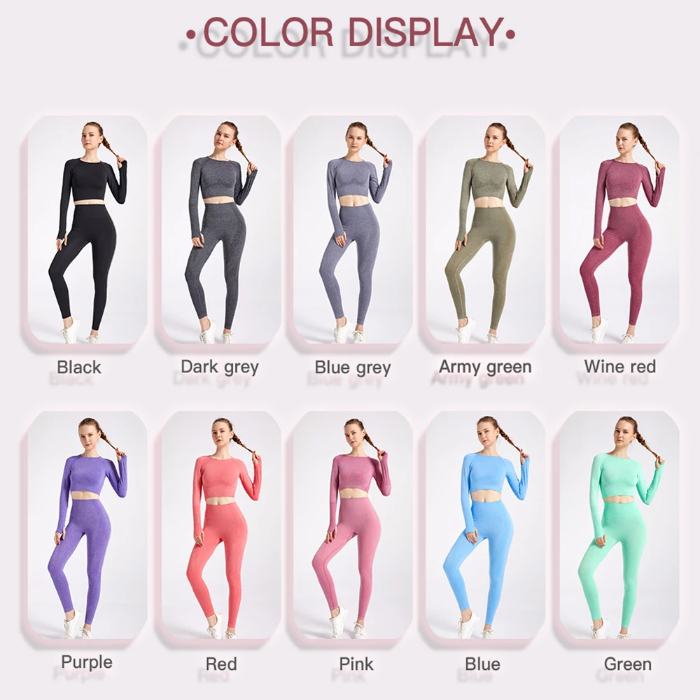 

Women's Seamless Yoga Suit Workout Exercise Gym Suit High Waist Tight Leggings Sports Suit Yoga Set Gym Set Women